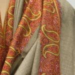 Oat Beige Pure Pashmina Shawl With Sozni Hand Embroidery Front
