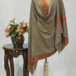 Oat Beige Pure Pashmina Shawl With Sozni Hand Embroidery