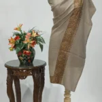 Tortilla Brown Pure Pashmina Shawl With Sozni Hand Embroidery
