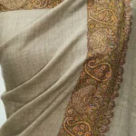 Tortilla Brown Pure Pashmina Shawl With Sozni Hand Embroidery Front