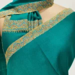 Sea Green Pure Pashmina Shawl With Sozni Hand Embroidery front