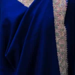 Navy Blue Pure Pashmina Shawl With Sozni Hand Embroidery Front