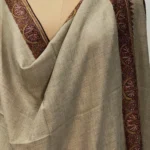 Tan Beige Pure Pashmina Shawl With Sozni Hand Embroidery Front