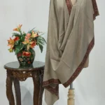 Tan Beige Pure Pashmina Shawl With Sozni Hand Embroidery