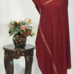 Carmine Maroon Pure Pashmina Shawl With Sozni Hand Embroidery