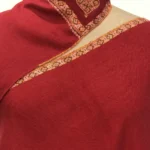 Carmine Maroon Pure Pashmina Shawl With Sozni Hand Embroidery Front