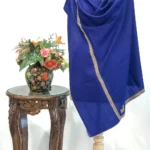 Azure Blue Pure Pashmina Shawl With Sozni Hand Embroidery