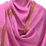 Watermelon Pink Pure Pashmina Shawl With Sozni Hand Embroidery Front