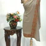 Wheat Beige Pure Pashmina Shawl With Sozni Hand Embroidery