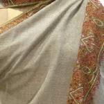 Wheat Beige Pure Pashmina Shawl With Sozni Hand Embroidery Front