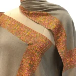 Camel Beige Pure Pashmina Shawl With Sozni Hand Embroidery Front