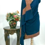 Aqua Blue Pure Pashmina Shawl With Sozni Hand Embroidery