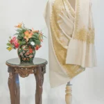 Off-White Pure Pashmina Shawl With Tilla Hand Embroidery