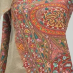 Natural Beige Hand Papier Mache Jamawar Pure Pashmina Shawl Front