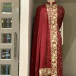 Monochromatic Jama Aari and Tilla Embroidered Salwar Suit: Red