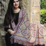 Black Pure Pashmina Shawl With Multi-Colour Sozni Jamawar Hand Embroidery Front