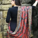 Black Pure Pashmina Kalamkari Shawl Back