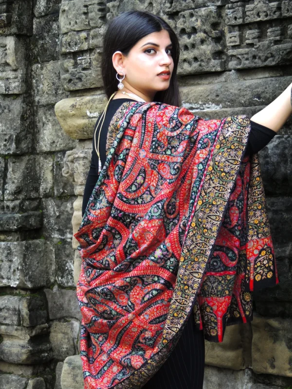Black Pure Pashmina Kalamkari Shawl