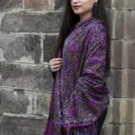 Navy Blue Pure Pashmina Kalamkari Shawl side