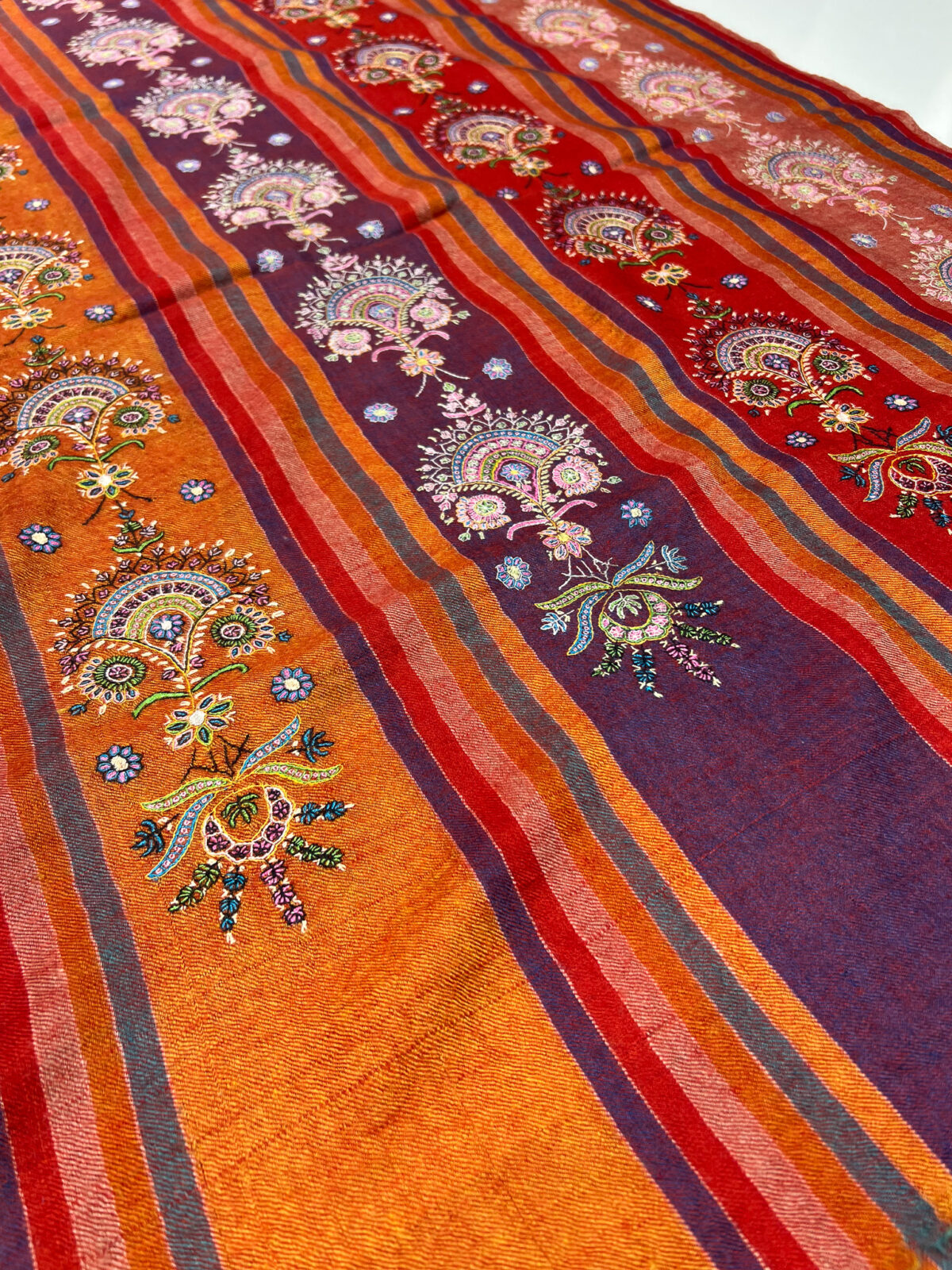 Multi-Color Pure Pashmina Shawl Sozni Hand Embroidery