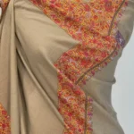 Natural Dark Beige Pure Pashmina Shawl With Sozni Hand Embroidery Front