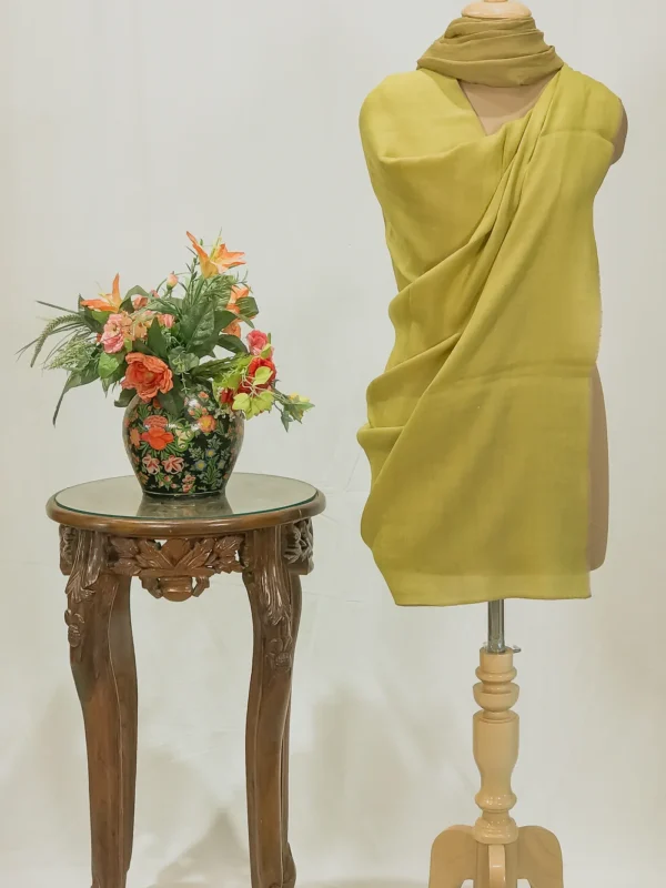Green and Moss Green Pure Pashmina and Zari Wooven Shawl