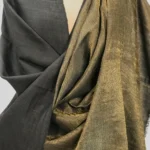 Black Pure Pashmina and Zari Wooven Reversible Shawl Front