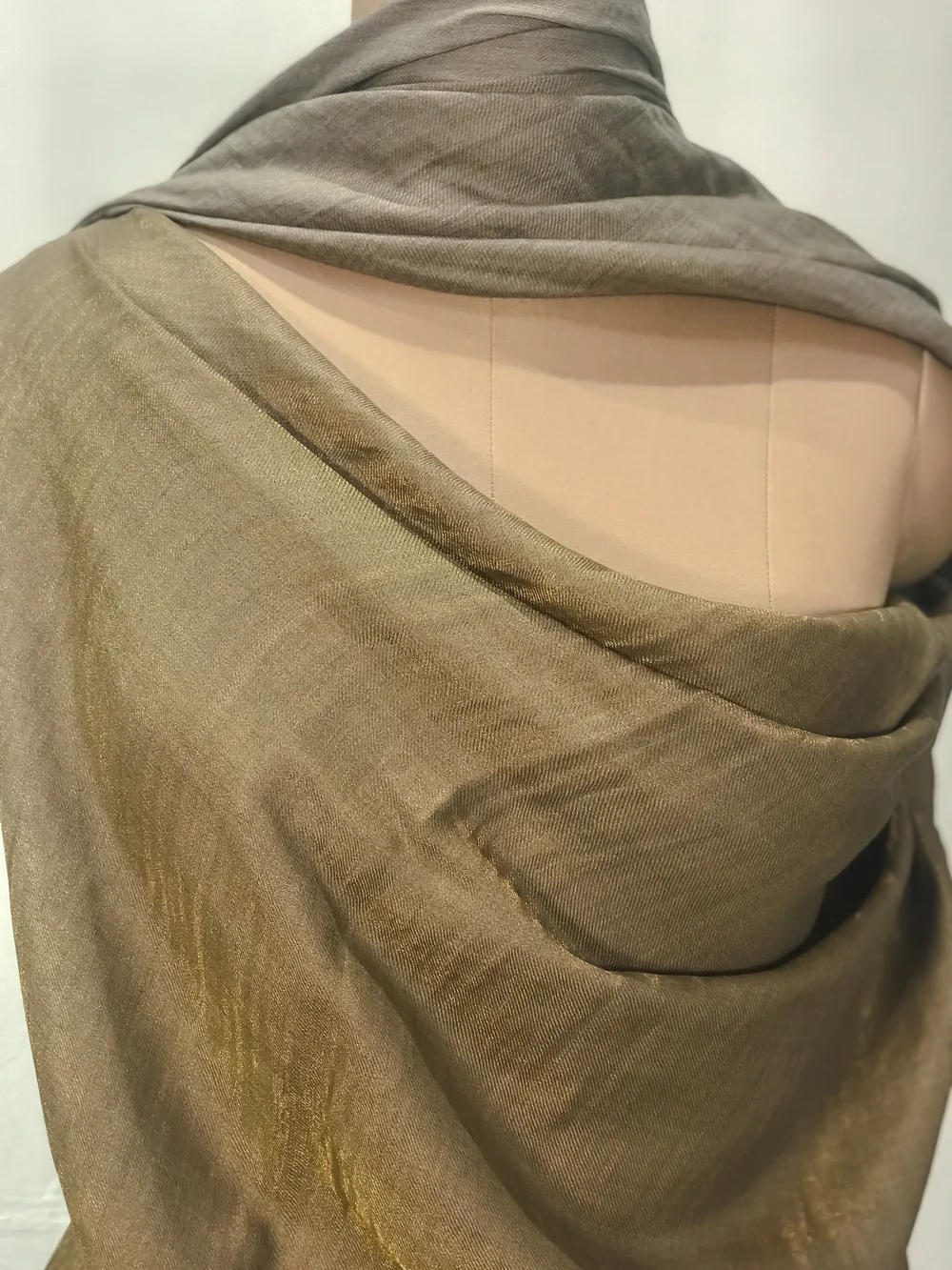 Zari Reversible Natural Pure Pashmina Shawl Front