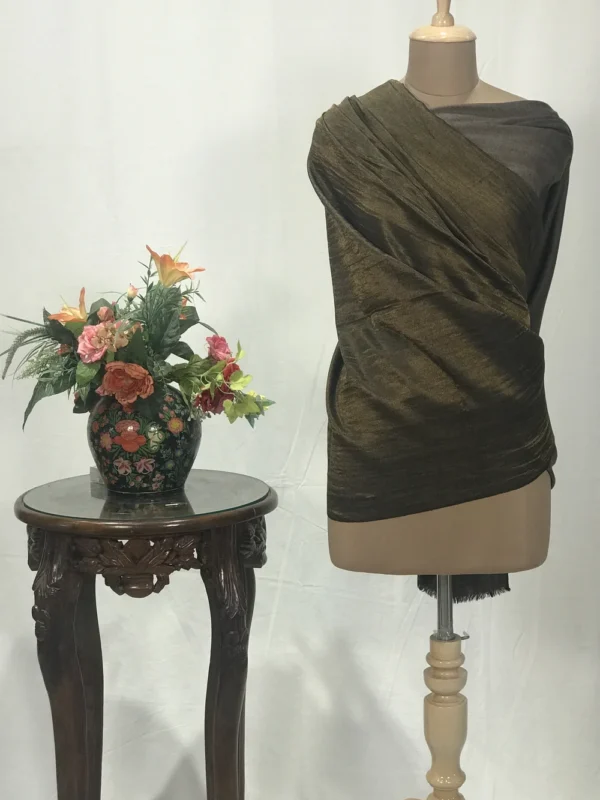 Zari Reversible Brown Pure Pashmina Shawl