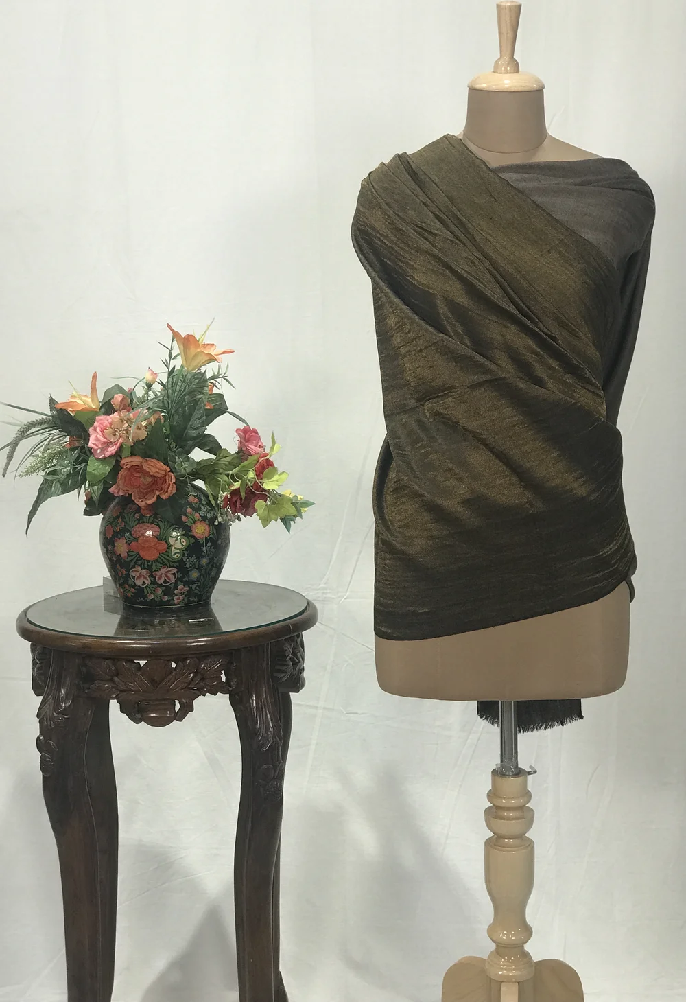 Zari Reversible Brown Pure Pashmina Shawl