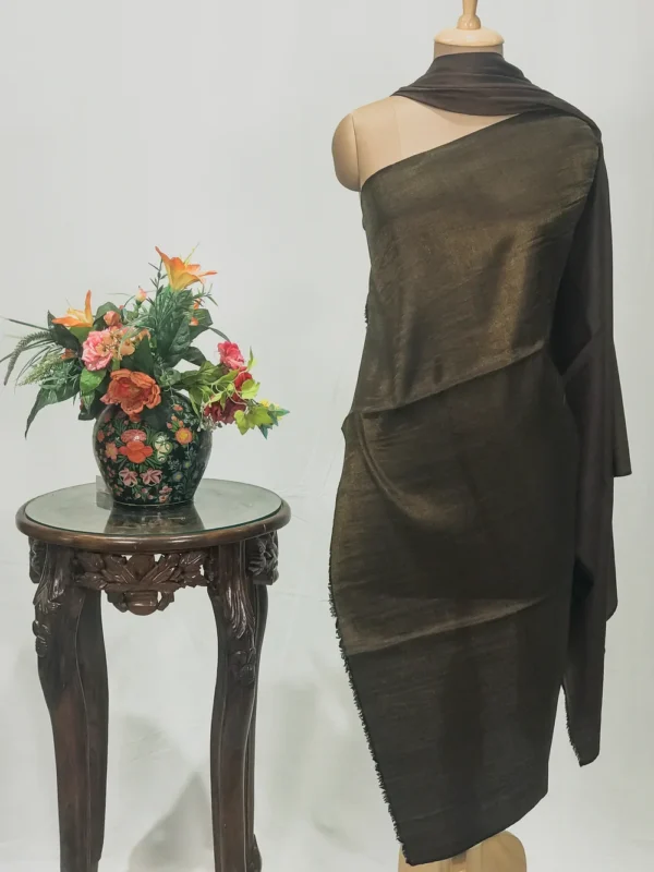 Zari Reversible Walnut Pure Pashmina Shawl