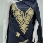 Blue Poly Wool Salwar Suit with Tilla Embroidery Front