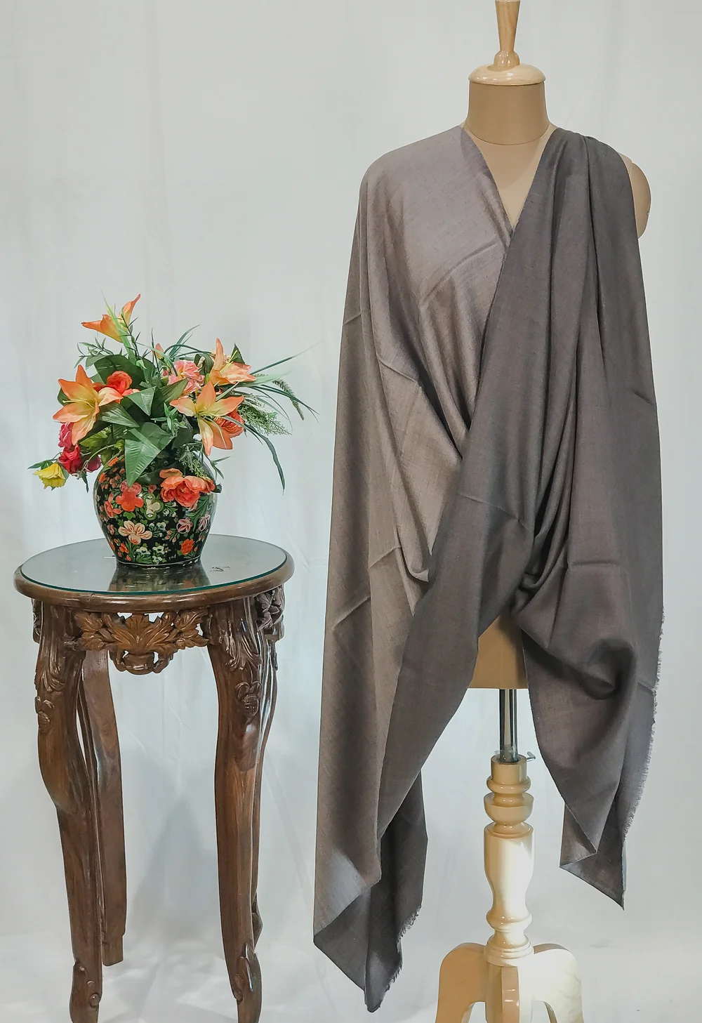 Dark Grey and Light Grey Pure Pashmina Reversible Shawl Dark Grey and Light Grey Pure Pashmina Reversible Shawl