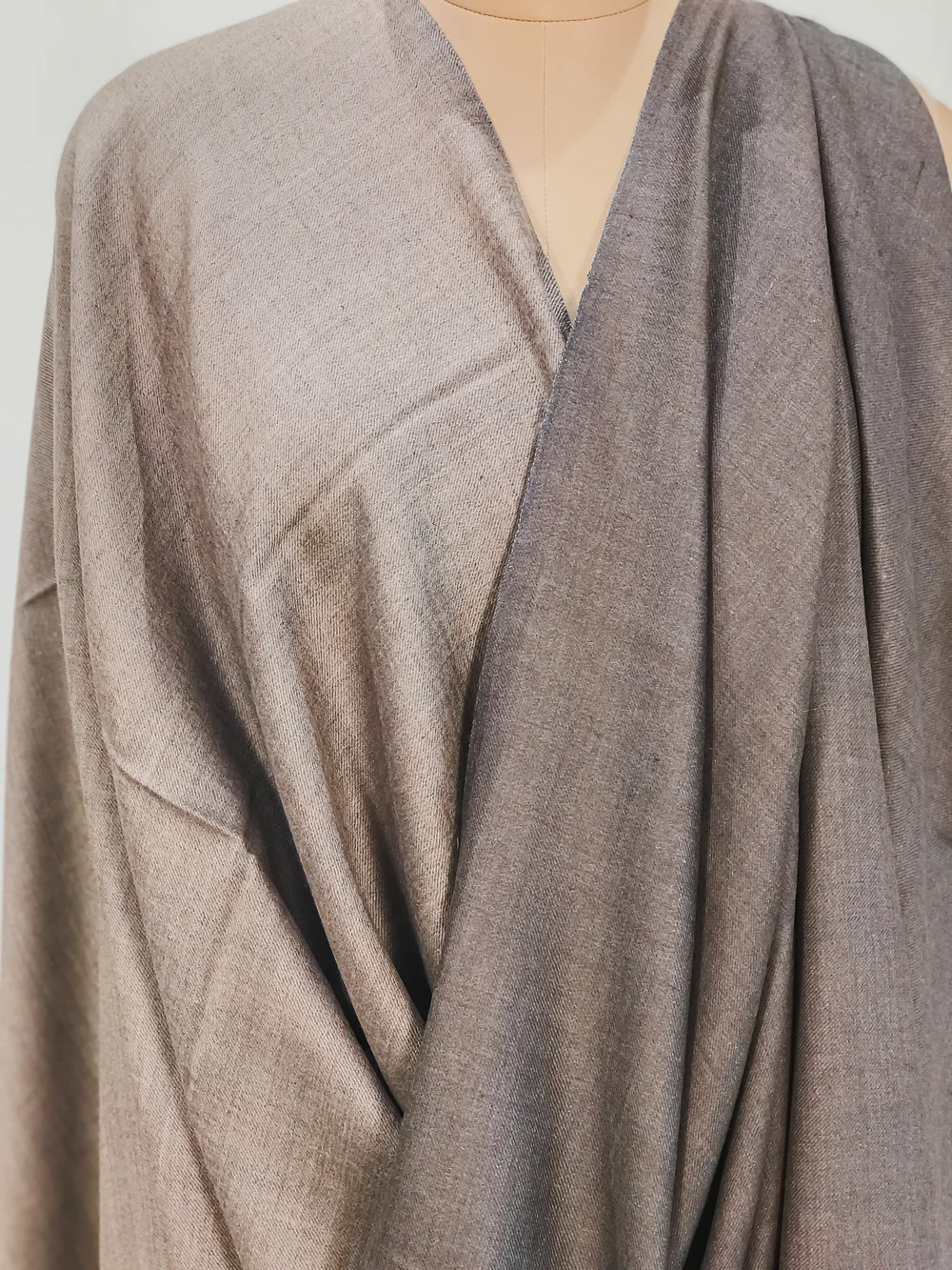Dark Grey and Light Grey Pure Pashmina Reversible Shawl Front Dark Grey and Light Grey Pure Pashmina Reversible Shawl Front