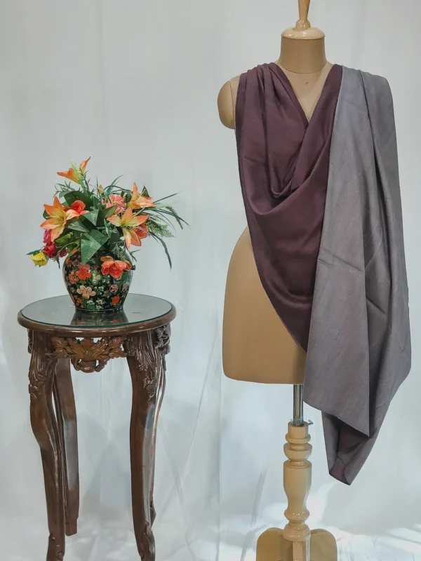 Grey and Burgundy Pure Pashmina Reversible Shawl