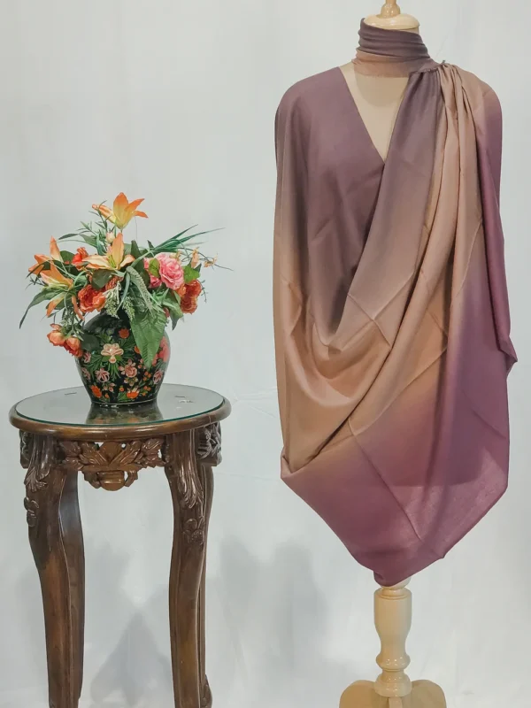 Light Violet, Beige and Brown Pure Pashmina Ombre Shawl