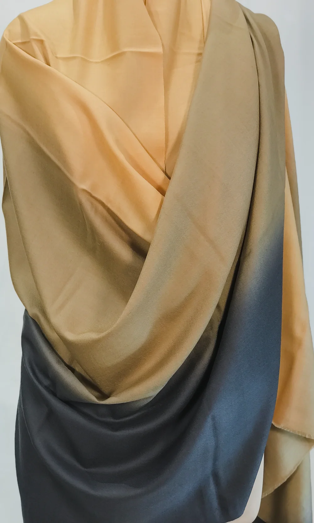 Olive Green, Yellow and Dark Grey Pure Pashmina Ombre Shawl front