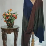 Blue, Brown and Green Pure Pashmina Textured Ombre Shawl