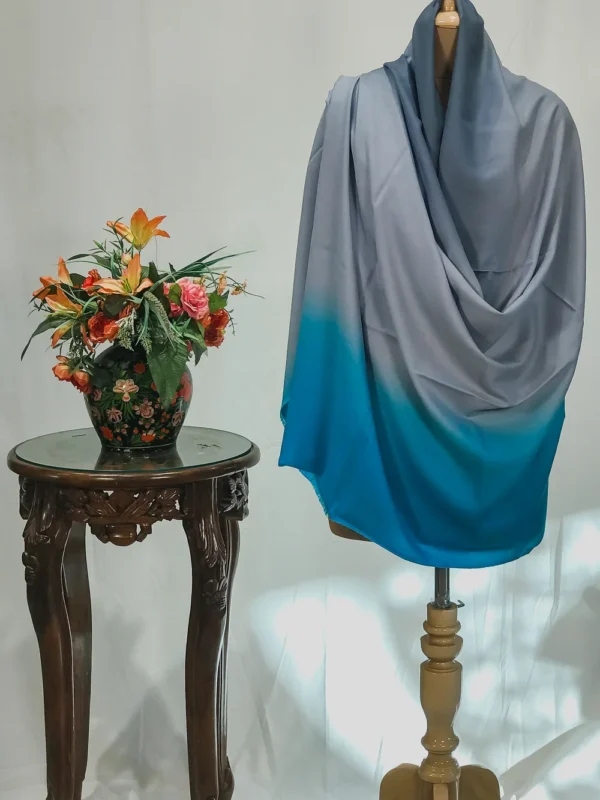 Sky Blue, Light Blue and Dark Blue Pure Pashmina Ombre Shawl