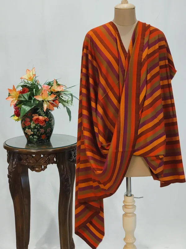 Red Striped Pure Pashmina Shawl