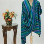 Teal Striped Pure Pashmina Shawl