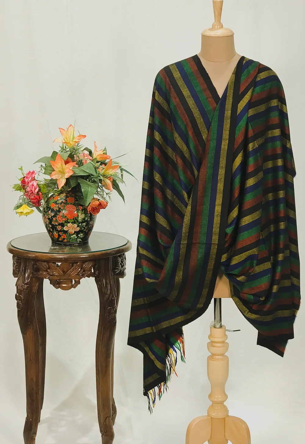 Black Striped Pure Pashmina Shawl Black Striped Pure Pashmina Shawl