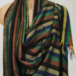 Black Striped Pure Pashmina Shawl Front