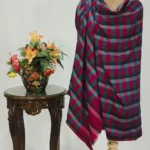 Pink Checked Pure Pashmina Shawl