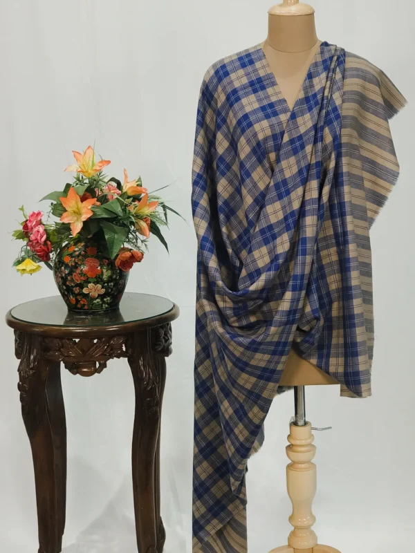 Natural Checked Pure Pashmina Shawl
