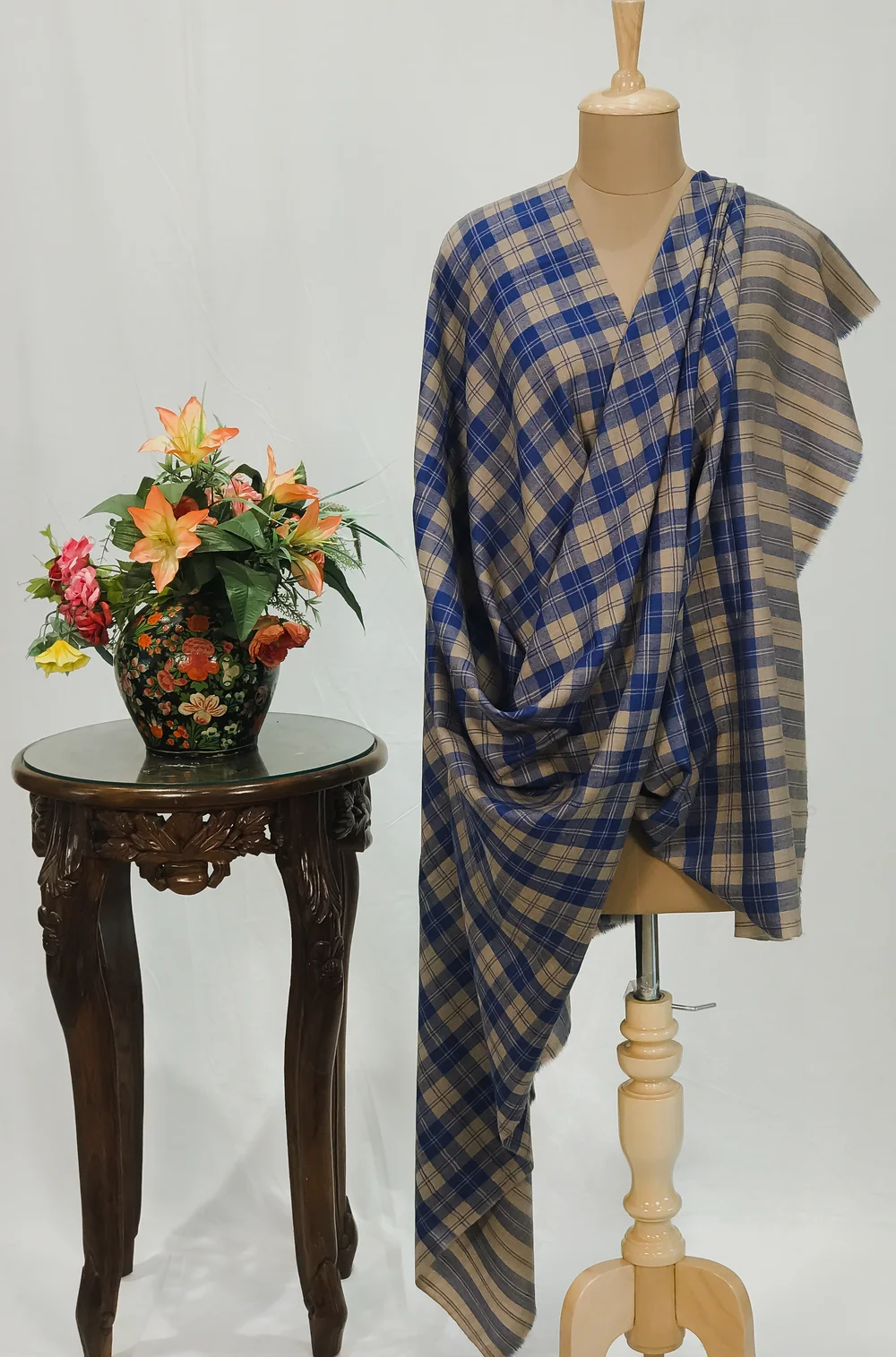Natural Checked Pure Pashmina Shawl Natural Checked Pure Pashmina Shawl