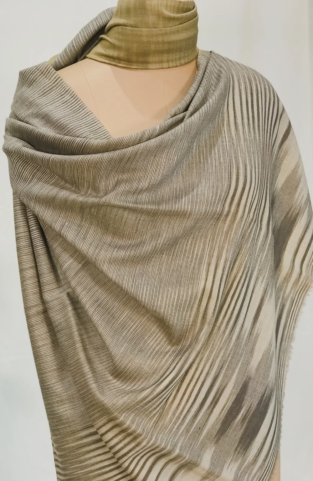 Fawn Space Dye Reversible Pure Pashmina Shawl Front