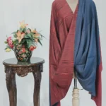 Red and Indigo Blue Space Dye Reversible Pure Pashmina Shawl