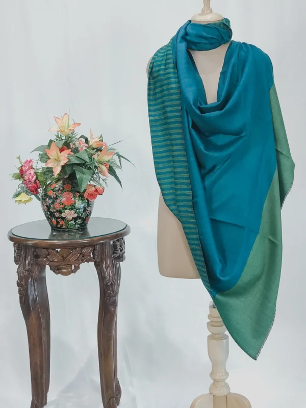 Peacock Green Space Dye Reversible Pure Pashmina Shawl
