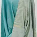 Light Teal Green and Multi-Colour Space Dye Reversible Pure Pashmina Shawl Front